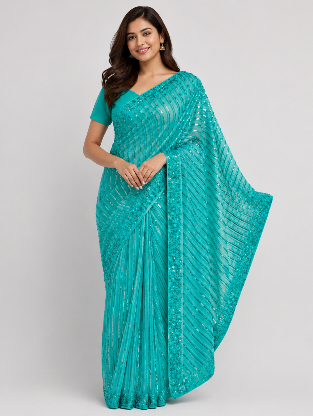 Shimmer Sequin Party Wear Saree